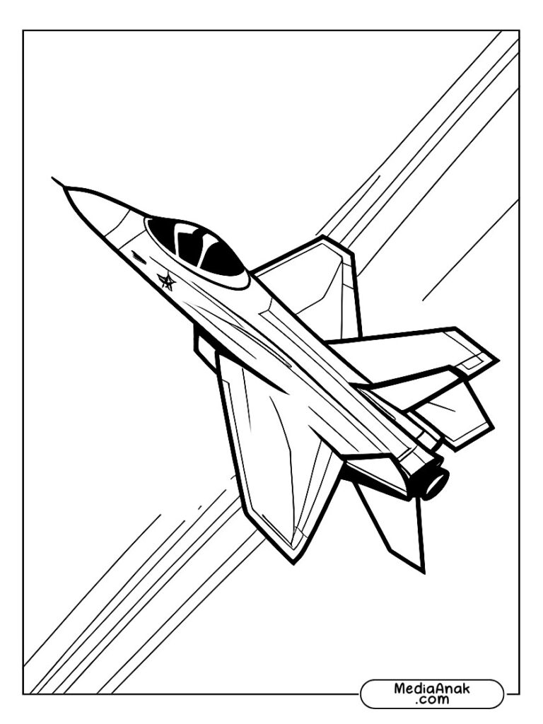 Jet tempur terbang cepat dengan efek garis kecepatan.