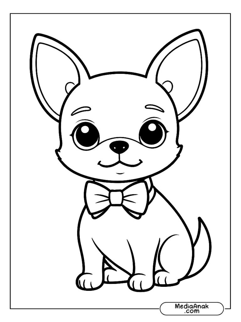 Anjing kecil memakai dasi kupu-kupu yang lucu.