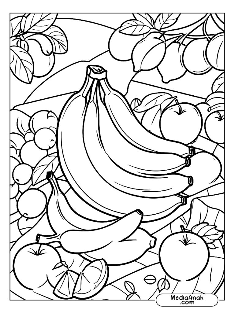 Pisang di Selimut Piknik dengan Buah Buahan Lain ca