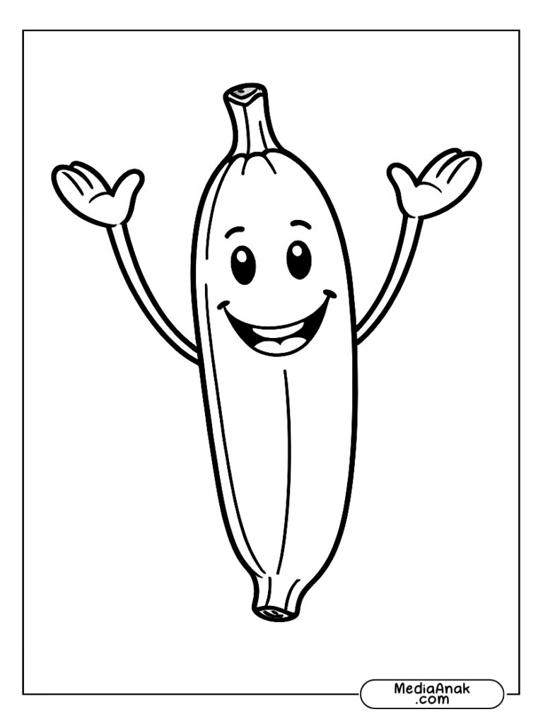 pisang tunggal dengan wajah tersenyum dan lengan melambai hello ca