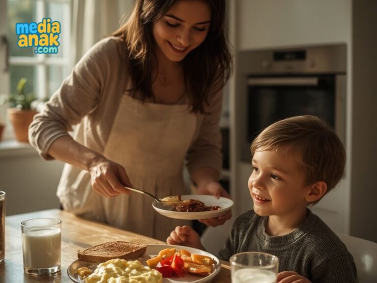 seorang ibu menyiapkan Ide Sarapan Cepat dan Sehat untuk Anak dipagi hari yang sibuk
