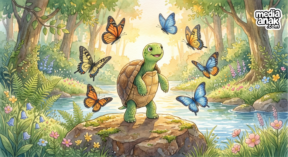 kura kura kumi bahagia menikmati keindahan alam