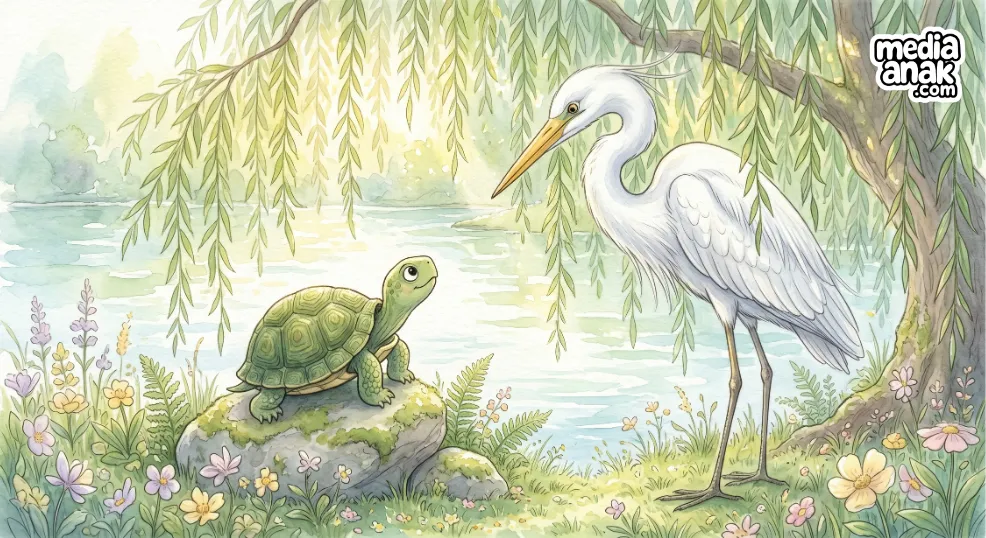 percakapan bijak kura kura kumi dan bangau baga