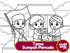 Tema mewarnai sumpah pemuda gratis untuk anak
