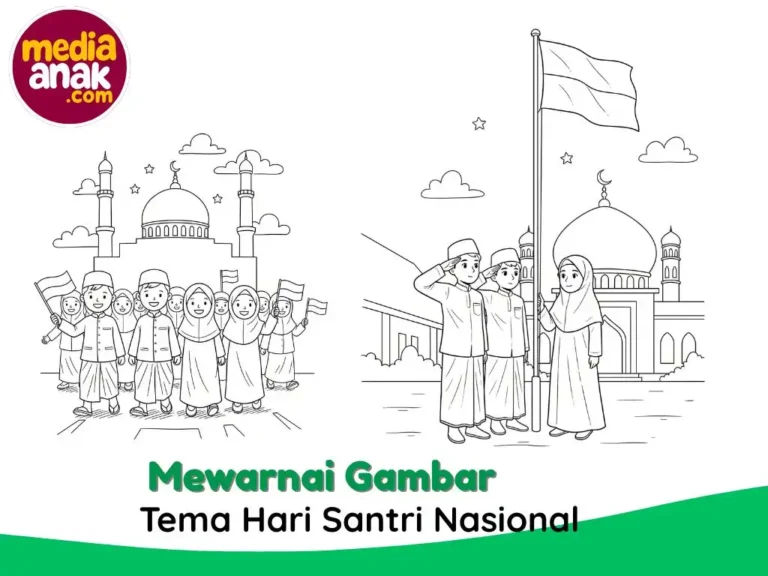 Koleksi Gambar Mewarnai Hari Santri untuk Anak