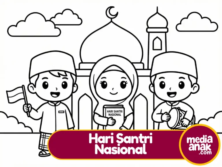 Koleksi Gambar Mewarnai Hari Santri untuk Anak