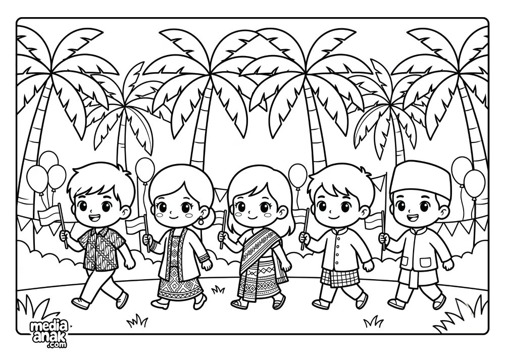 Pawai Budaya Anak Indonesia Di Bawah Pohon Kelapa